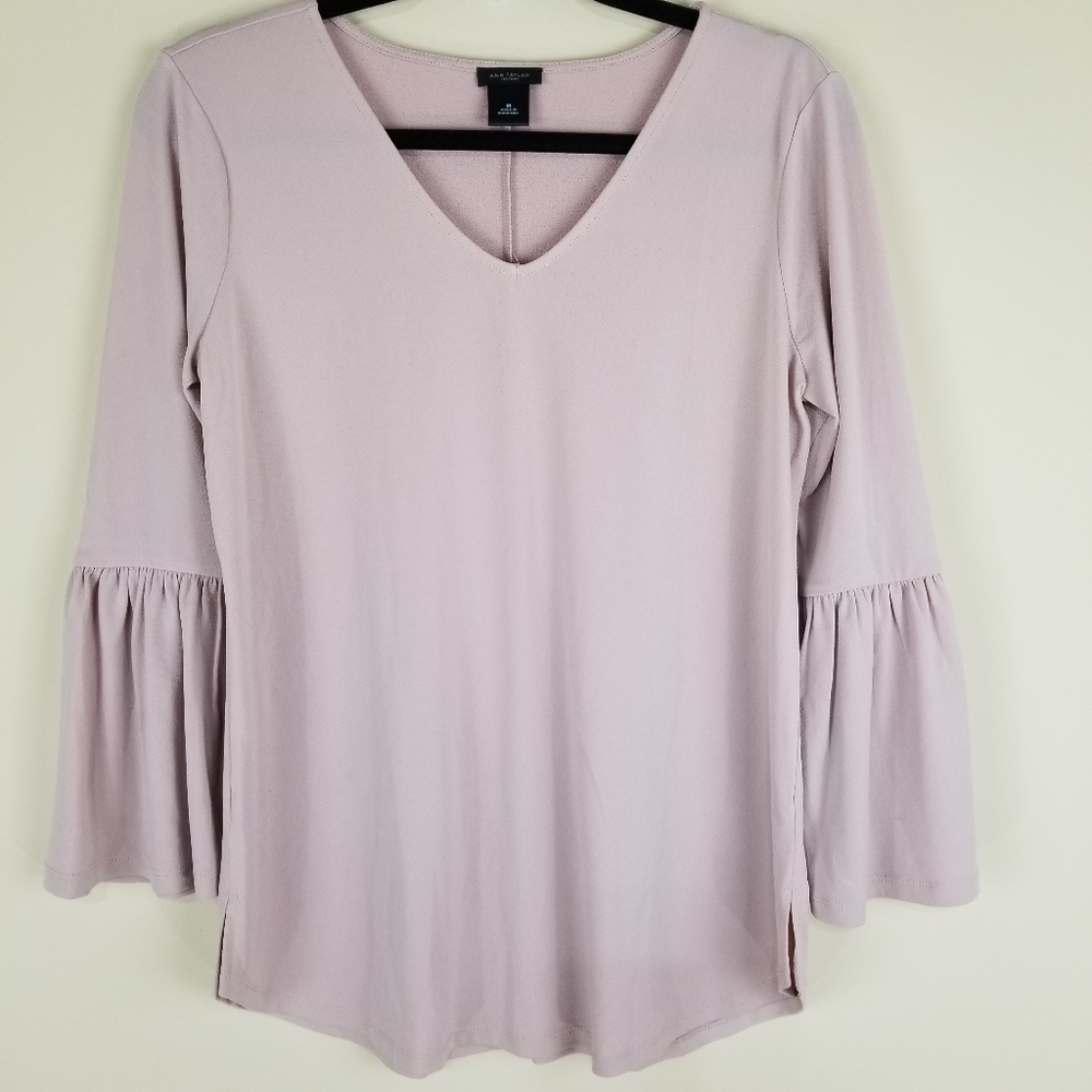 Ann Taylor Light Pink Bell Sleeve Blouse Spandex M